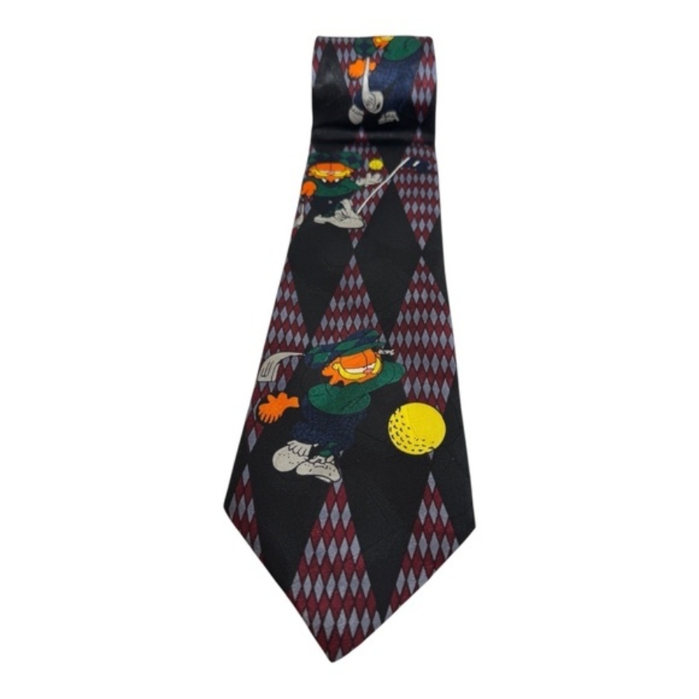 Novelties Mens Necktie Garfield Golf Novelty Black 3-1/2" Wide